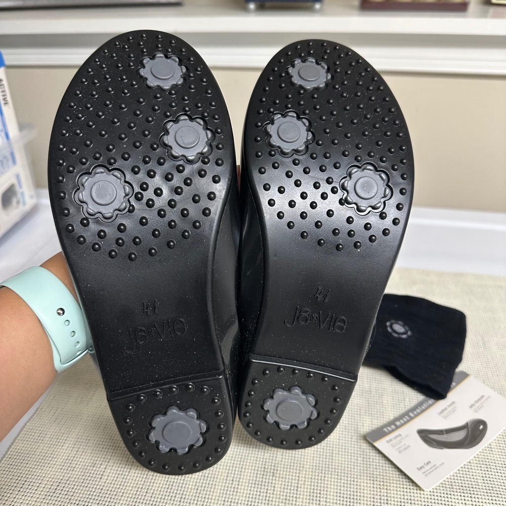 Ja-vie Black Shiny Jelly Comfort Shoes Leather Insole sz 41 New 9.5-10 - Picture 5 of 8